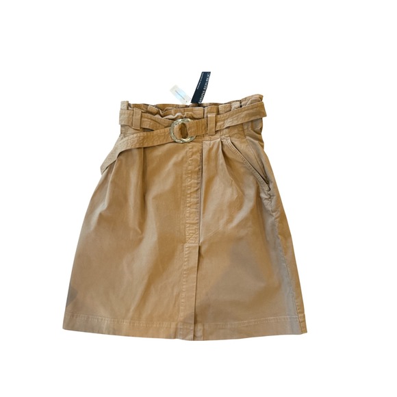 Banana Republic Womens Khaki Skirt with Belt Size 12 NWT Paperbag Waist - Picture 1 of 5